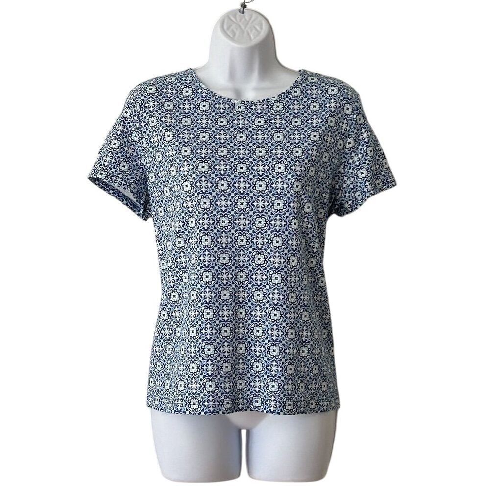 Croft & Barrow Women's Floral Print Tee Blue Short Sleeve Size L - Picture 7 of 8